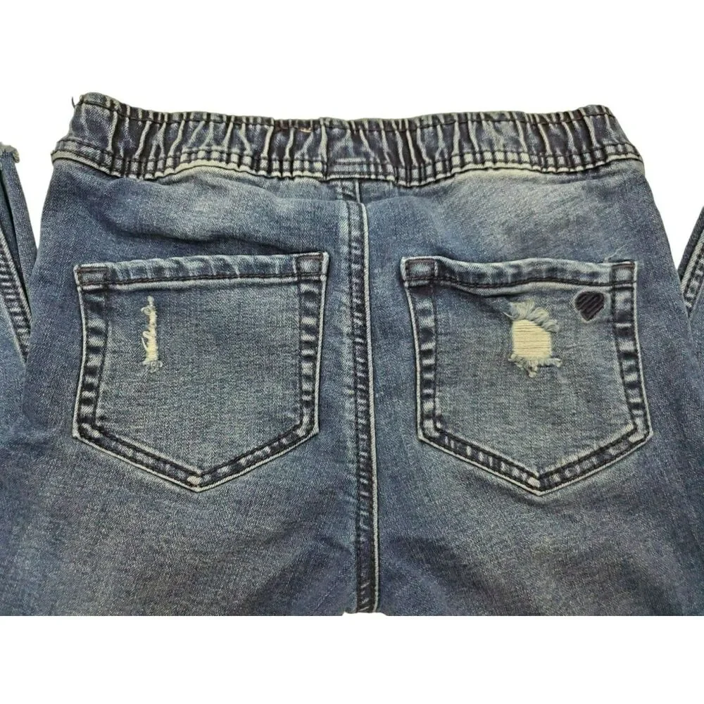 Justice Girls Size 12 Slim Distressed Raw Hem Blue‎ Denim Jeans